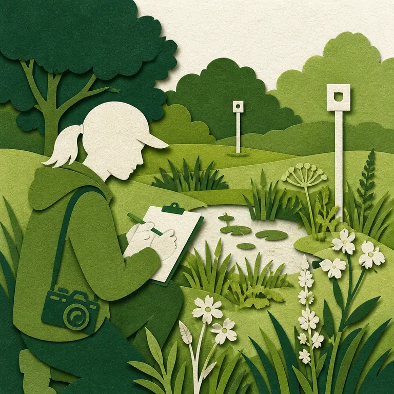 Ehrenamtliche dokumentieren den Zustand einer betreuten Naturschutzfläche