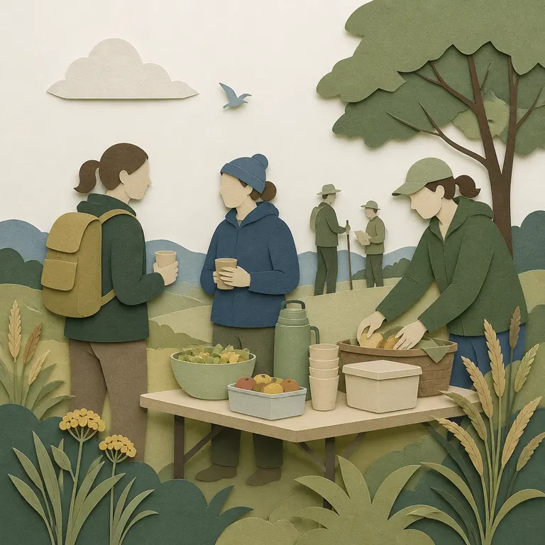 Speisen auswählen, die zum Termin im Gelände passen – Illustration