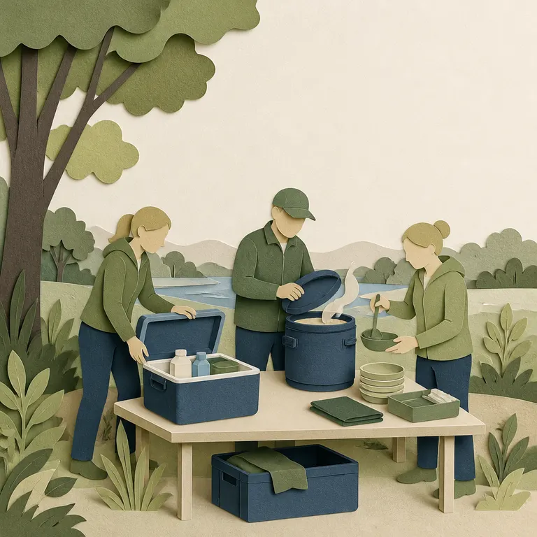 Kühlung, Heißhalten und Ausgabe im Gelände vorbereiten – Illustration